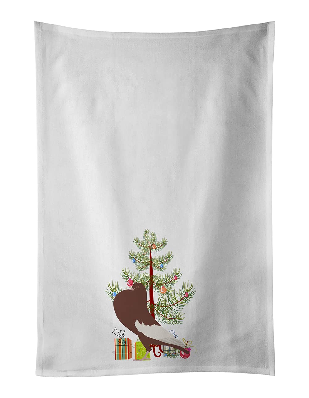 English Pouter Pigeon Christmas White Kitchen Towel Set of 2
