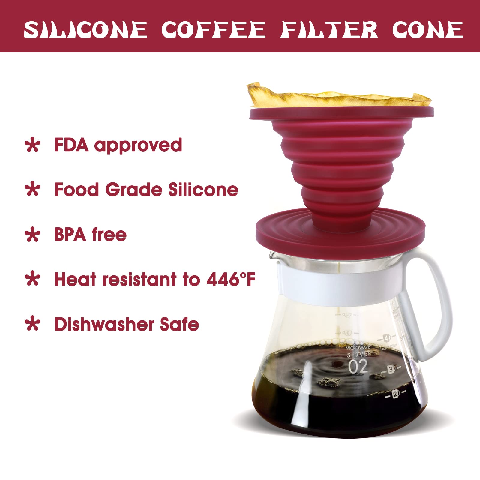 Prasacco Pour Over Coffee Maker Collapsible Pour Over Coffee Dripper Portable Camping Coffee Maker Reusable Silicone Pour Over C