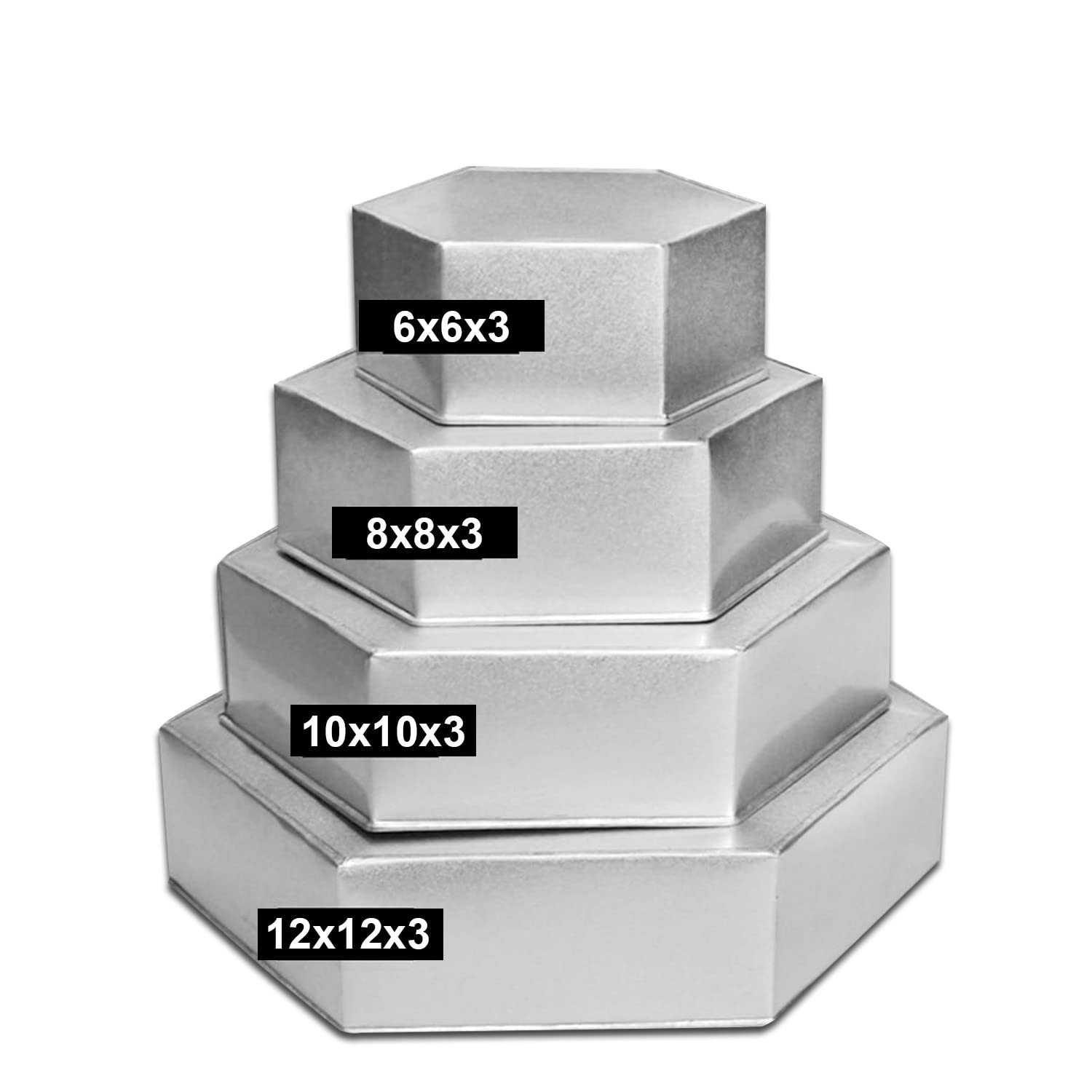 Novelty Cake Pans For Birthdays, Parties, Anniversaries & Other Special Occasions (Hexagonal), Silver, Small- Large