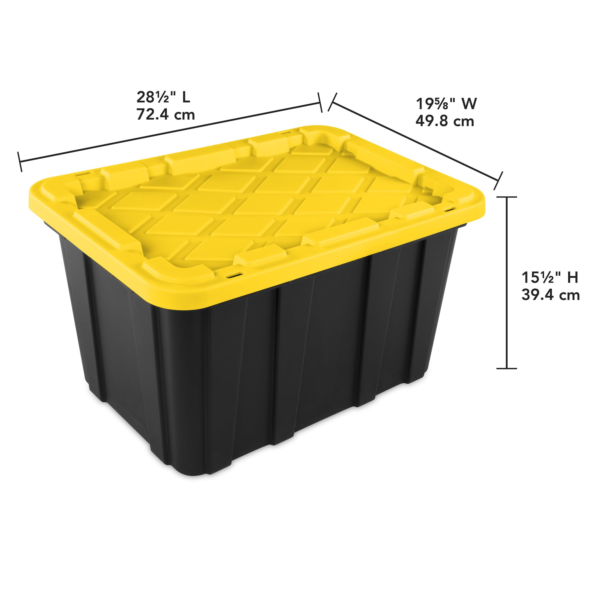 Sterilite 6-Pack Stackable Storage Bins, Heavy Duty Totes W/ Lids, 27 Gallon, Black/Yellow