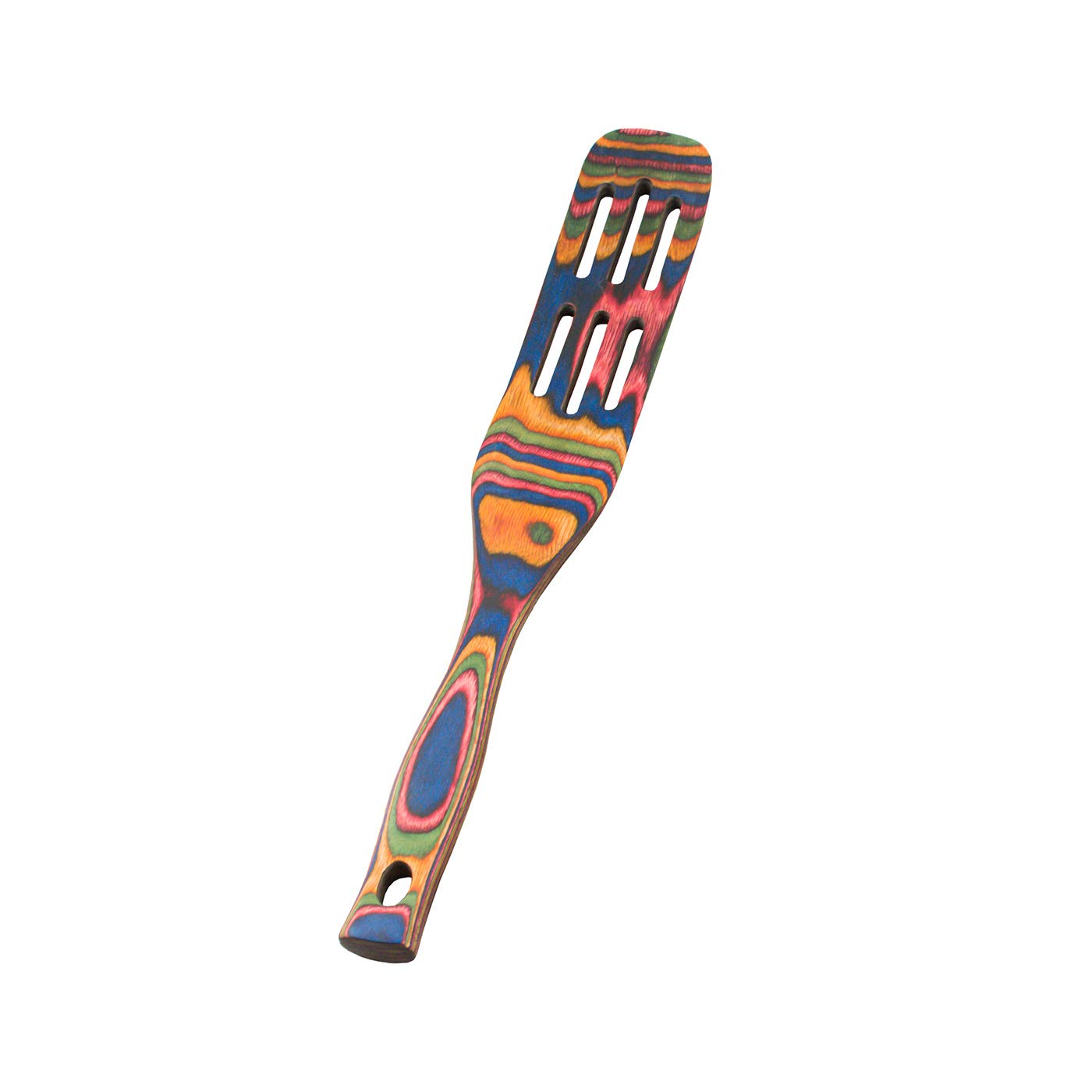 Island Bamboo Pakkawood Spurtle - 13 Inch Rainbow Slottled Spurtle Island Bamboo Pakkawood Utensils - Colorful Wooden Spoons And