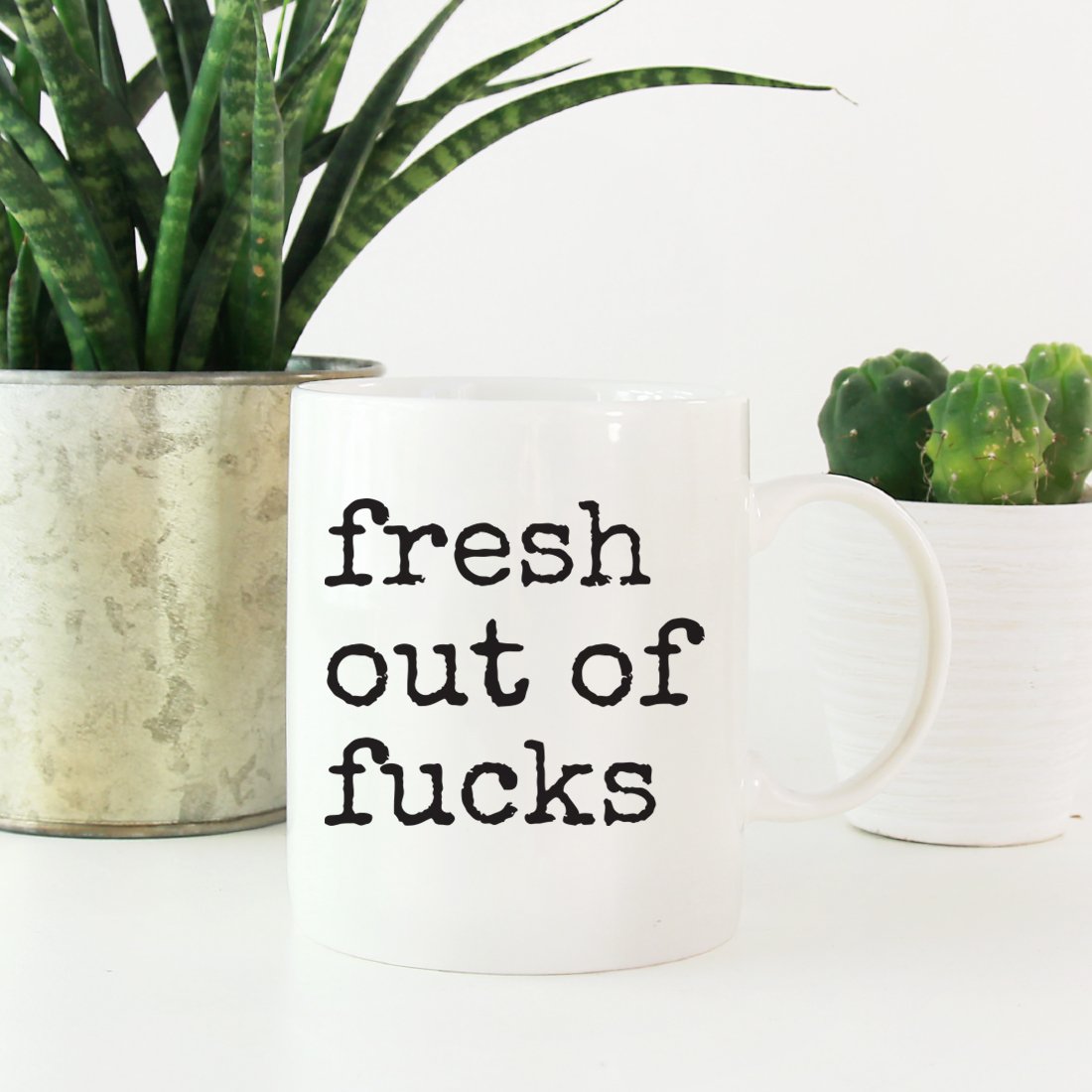 Andaz Press 11oz. Funny Rude Coffee Mug Gift, Typewriter Style, Fresh Out of Fucks, 1-Pack