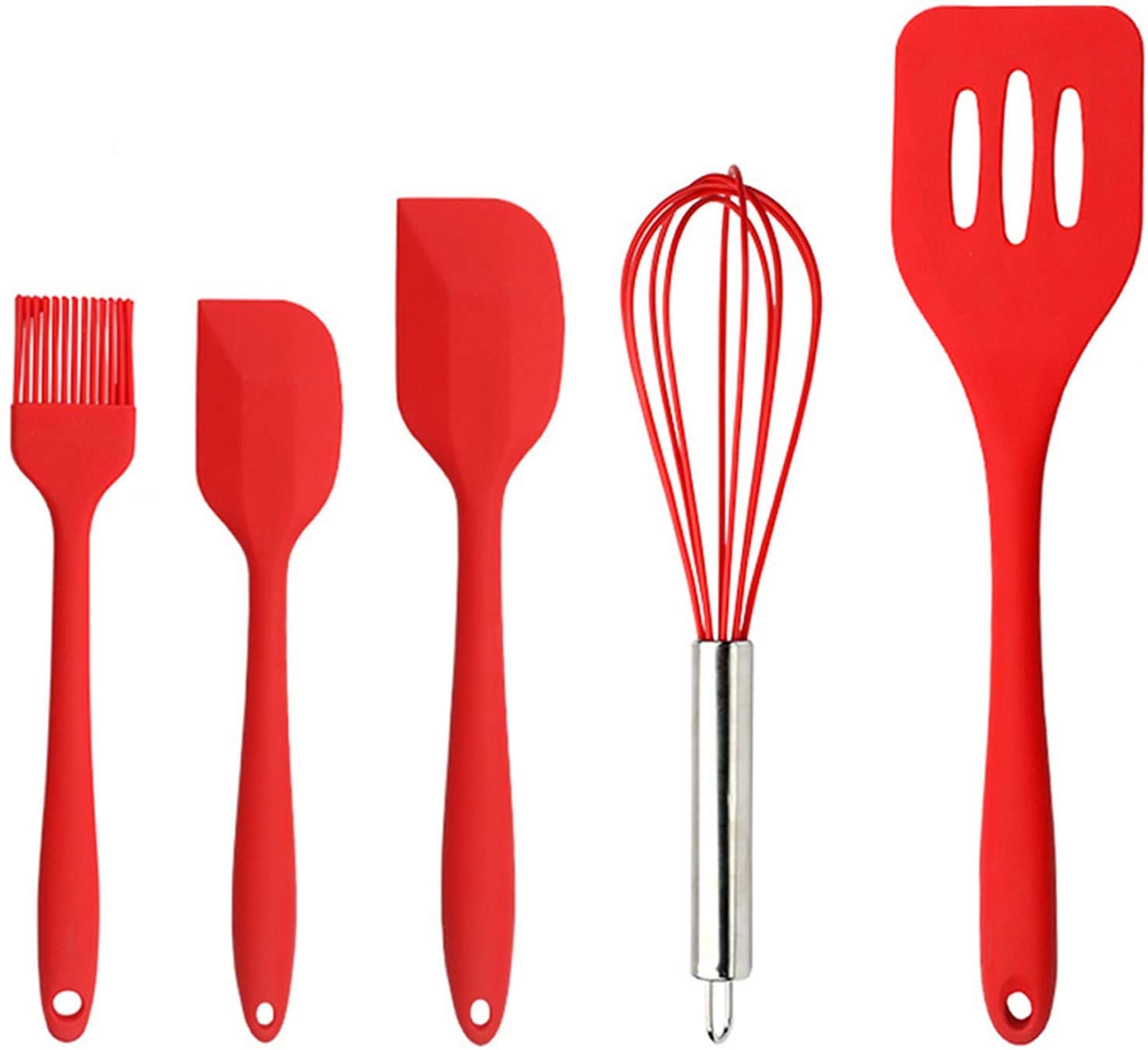 Zollyss Silicone Cook Utensils, 5 Piece Kitchen Cooking Set, Includes Silicone Turner, Large Spatula, Small Spatula, Basting Bru