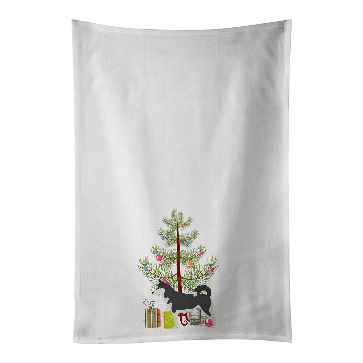 Siberian Husky Merry Christmas Tree White Kitchen Towel Set of 2