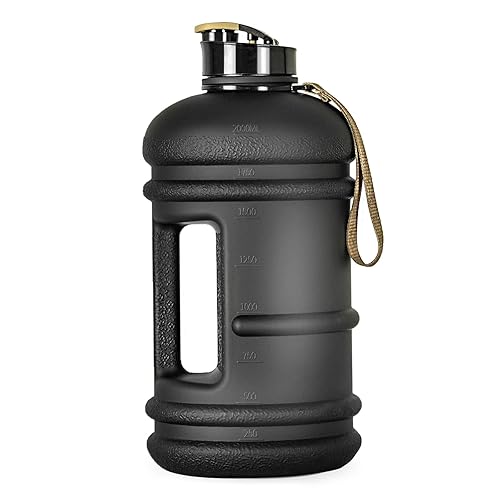 TOOFEEL 2 Liter Water Bottles - Half Gallon Water Bottle BPA Free - Ideal for Gym  Big Water Jug  Reusable Sports Bottle with Measurements Marked Drink Container (2.2L 74oz Matte Black Water Jugs)