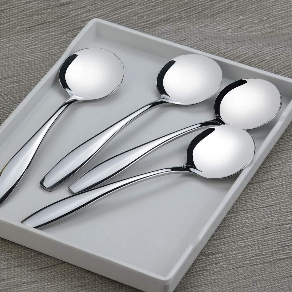 Ggbin 7.3 Inch Stainless Steel Round Soup Spoon, 12 Pieces