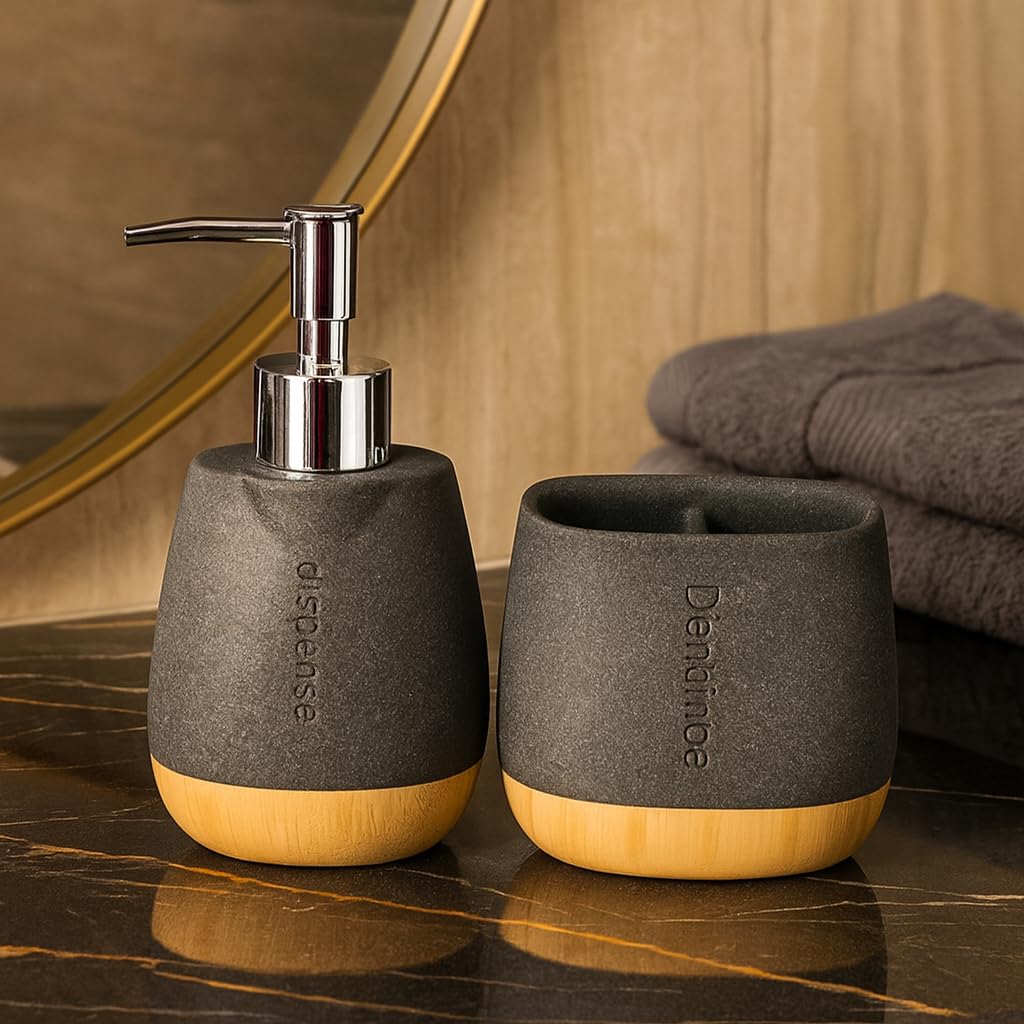 The Better Home Polyresin Bathroom Soap Dispenser (250 Ml) And Toothbrush Holder (300 G) | Soap Dispenser For Bathroom | Plastic
