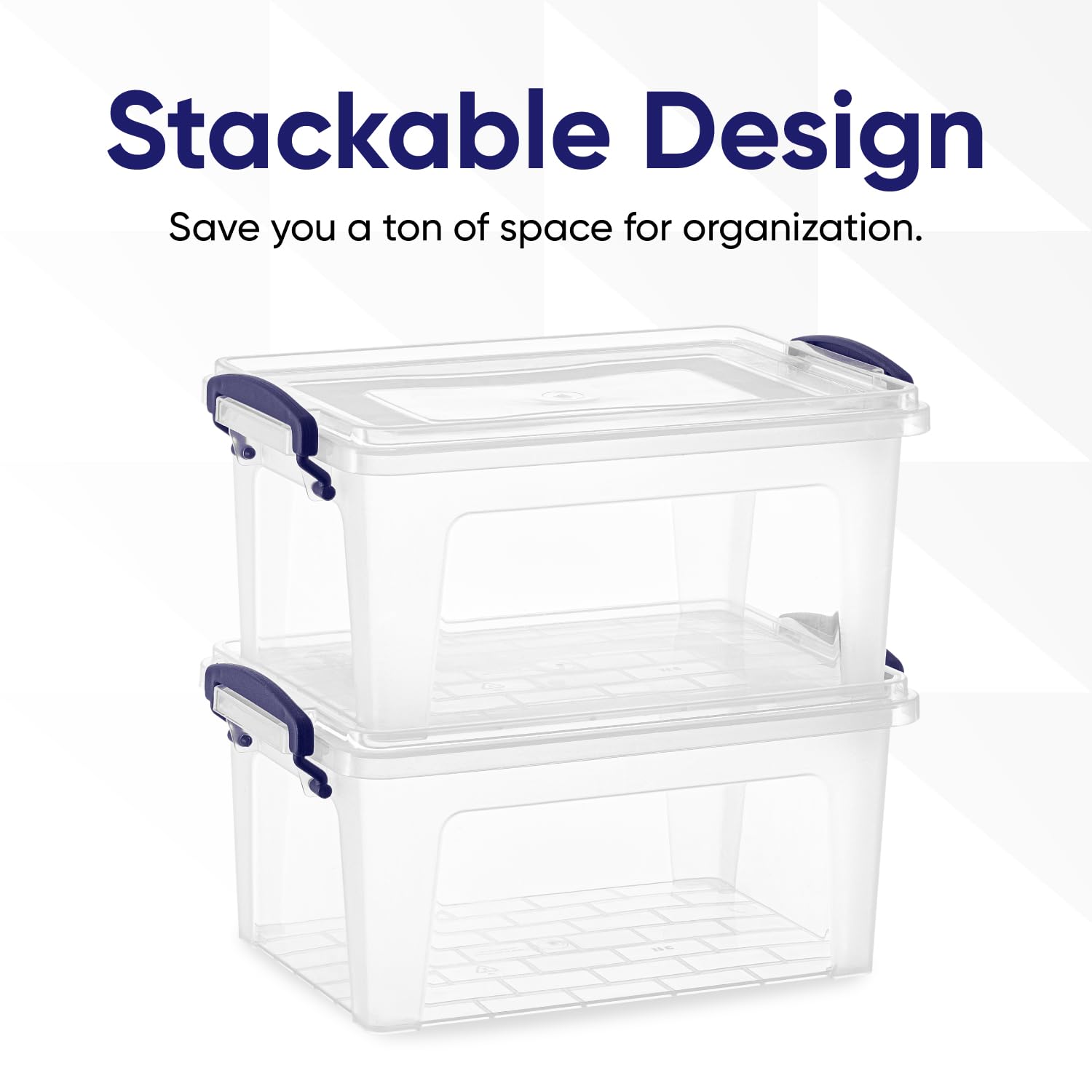 Superio Clear Storage Bins With Lids, Stackable Storage Box With Latches And Handles, Extra Small, 2 Pack 3 Quart