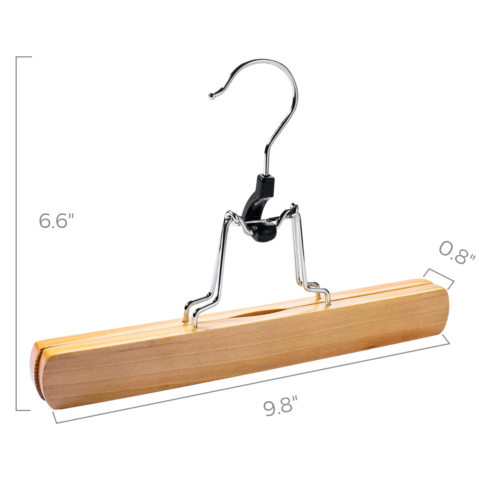 House Day Wooden Pants Hangers 20 Pack Non Slip Skirt Hangers, Smooth Finish Solid Wood Jeans/Slack Hanger With 360 Swivel Hook