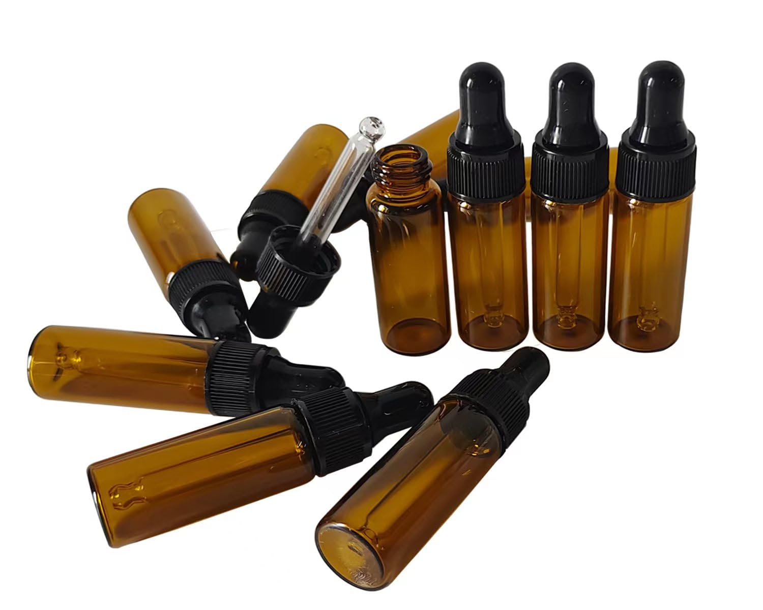 Ageniz 50 Pcs 5Ml Amber Mini Dropper Bottles Essential Oils Sample Dropper Bottles For Traveling Essential Oils Perfume Cosmetic