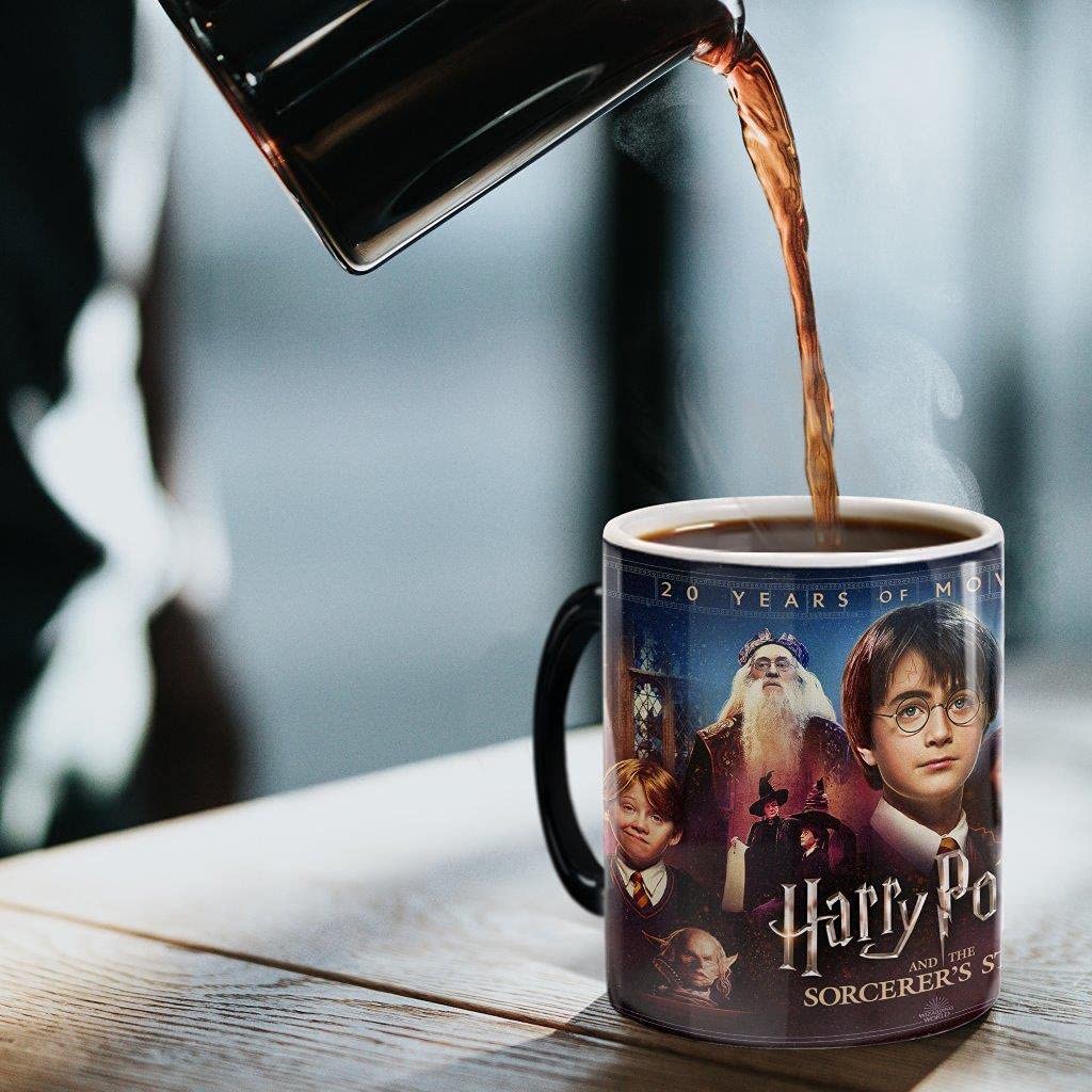 Morphing Mugs Harry Potter 20th Anniversary Color Changing Mug - 11 oz Black Ceramic, Reveals Image with Hot Liquid