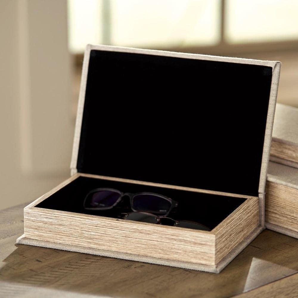 Signature Design by Ashley Jolina Vintage 3 Piece Faux Book Keepsake Storage Box Set, Gray