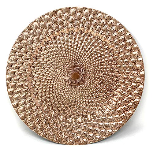 Allgala 13-Inch 48-Pack Case Lot Heavy Quality Round Charger Plates-Peacock Rose Gold-Hd80363
