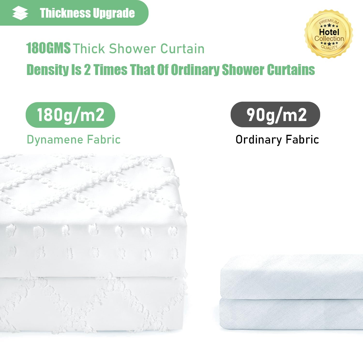 Dynamene White Fabric Shower Curtain, Boho Tufted Geometric Striped Tassel Shower Curtain For Bathroom, Shabby Chic Textured Mod