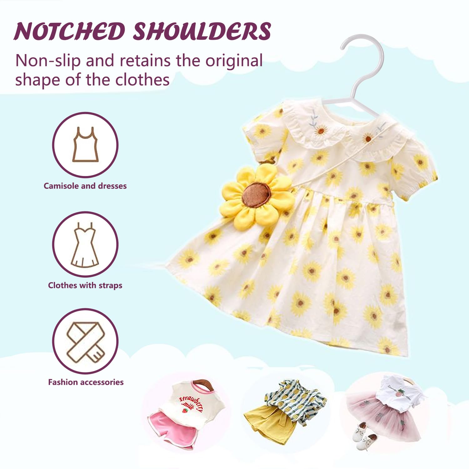 Trusir Kids Hangers 50 Pack - 11. 5 Inch Baby Hangers For Closet - White Hangers For Closet - Toddler Hangers For Clost & Child