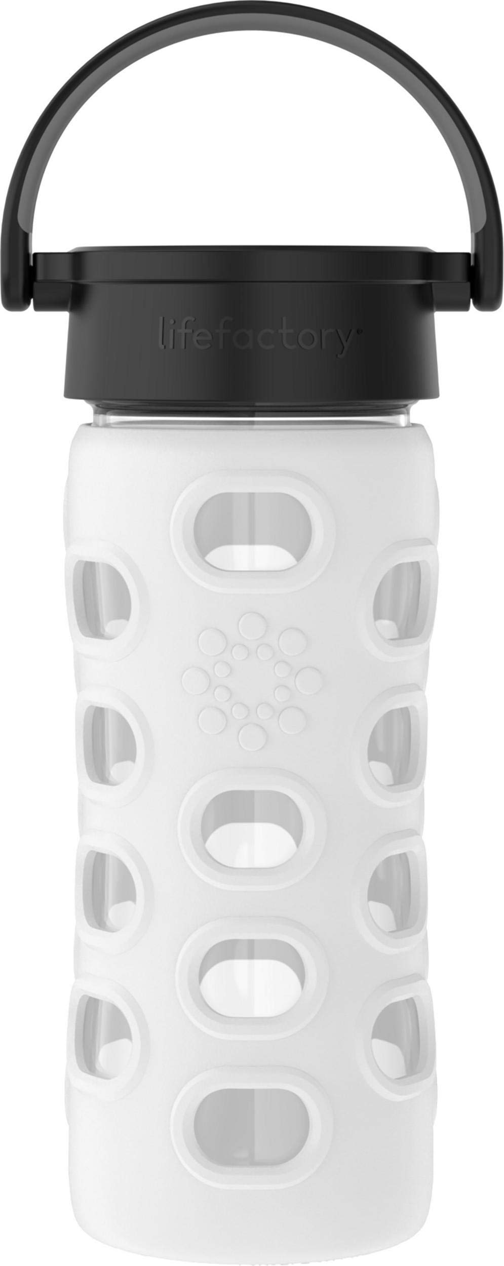 Lifefactory 12-Ounce Bpa-Free Glass Water Bottle With Classic Cap And Protective Silicone Sleeve, Optic White