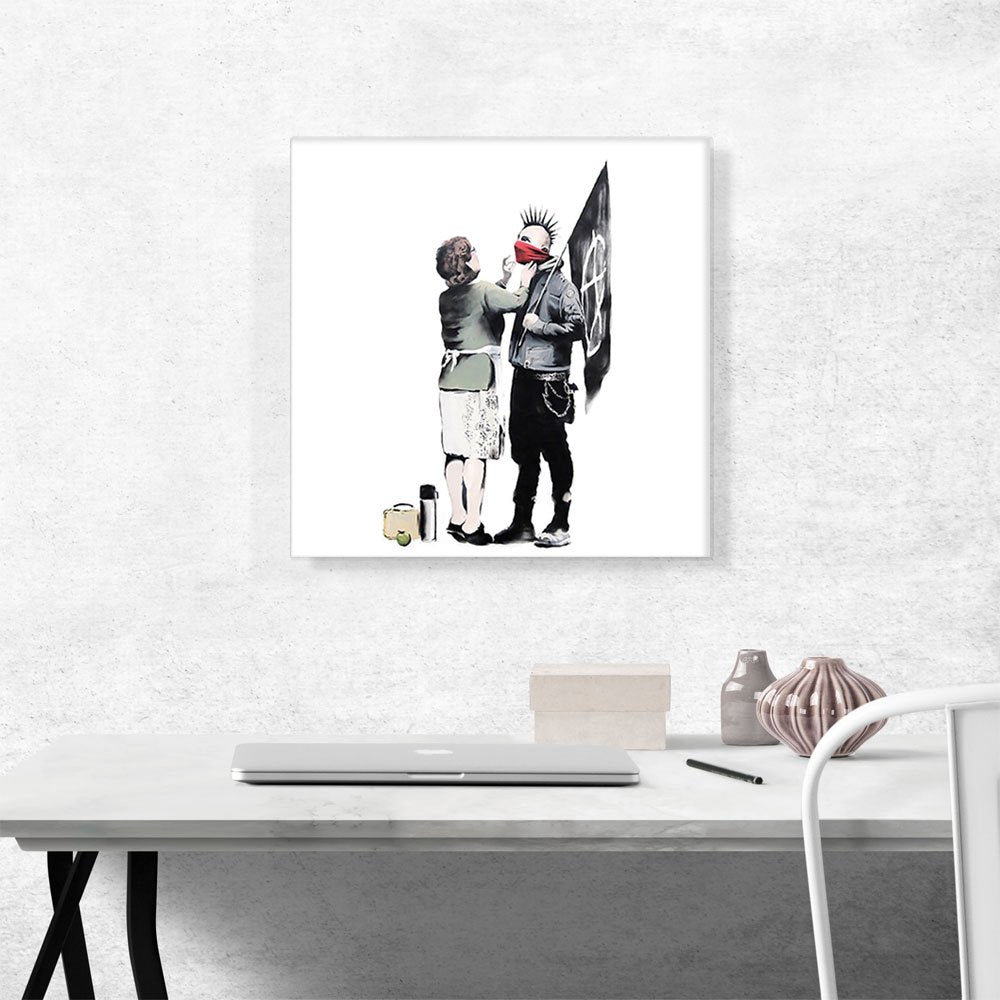 Artcanvas Anarchist And Mother - Punk Mum Canvas Art Print Stretched Framed Painting Picture Poster Giclee Wall Decor By Banksy