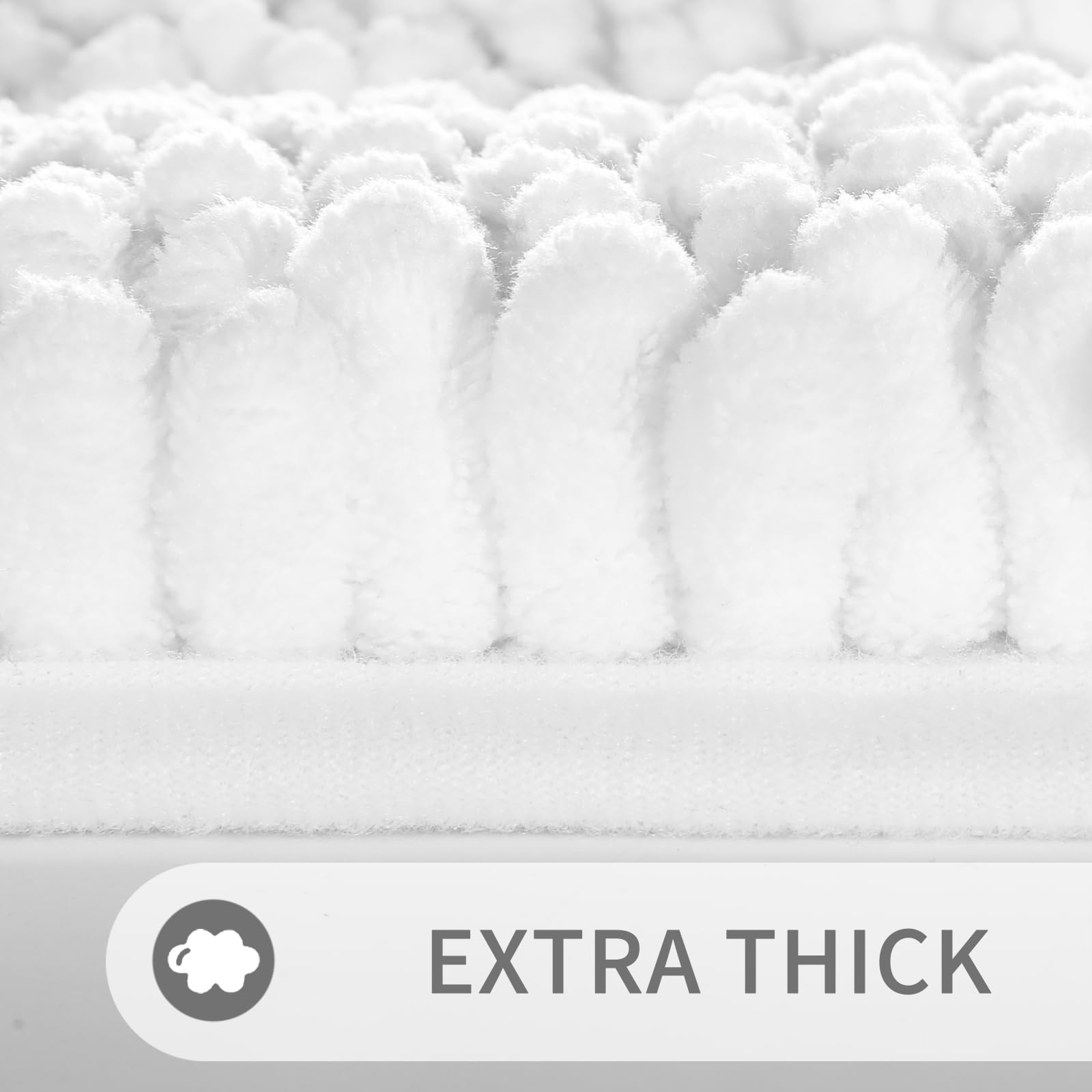 Yimobra U Shaped Toilet Bath Rug  Luxury Chenille Contour Mat for Bathroom  Soft Comfortable Shaggy Commode Rug  Water Absorption  Non-Slip  Extra Thick  Machine Wash  24.4 x 20 Inch  White
