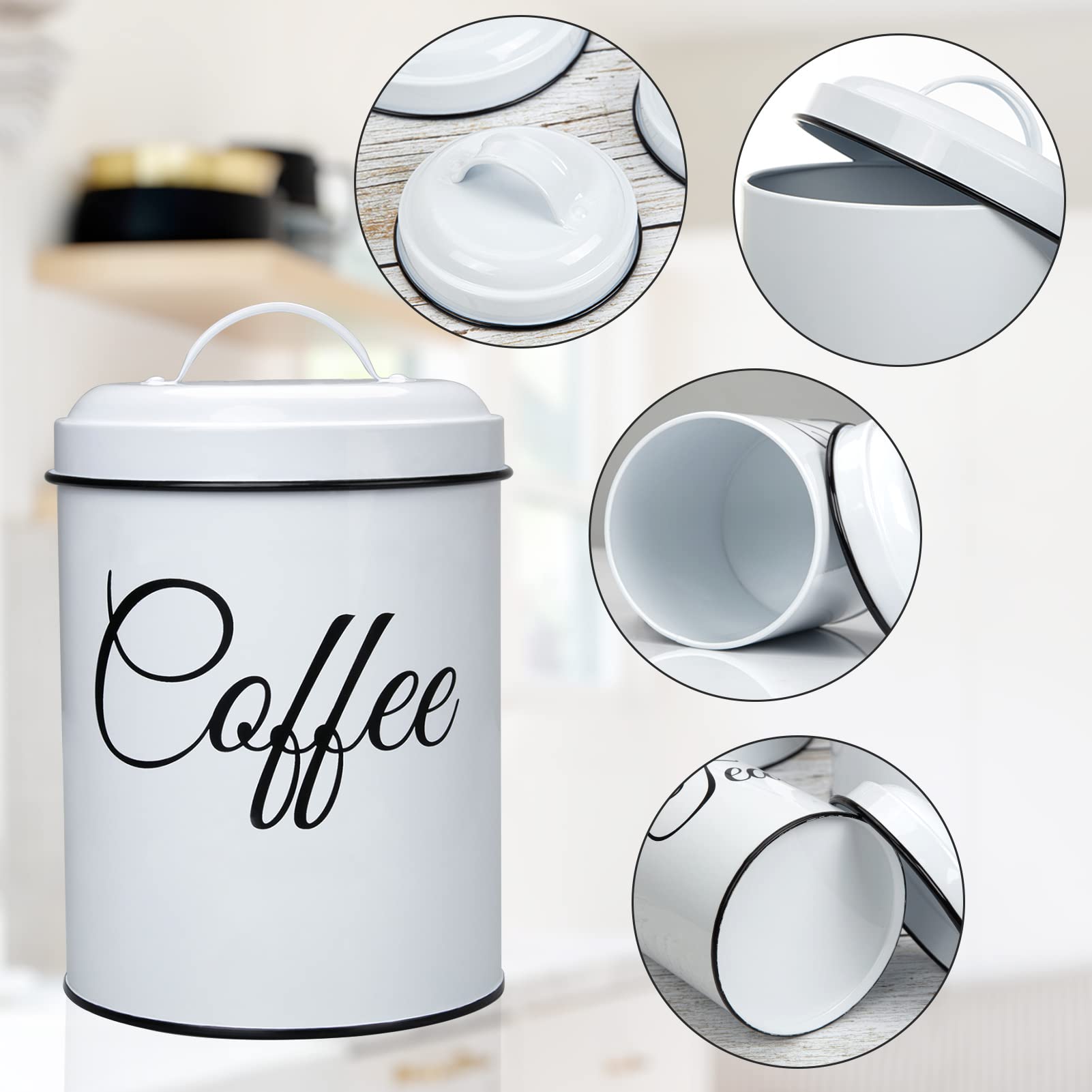 Coffee Tea Sugar Containers For Countertop, 3-Piece Stainless Steel Kitchen Canisters Set, Sugar Jar Coffee Jar With Lids For Fr
