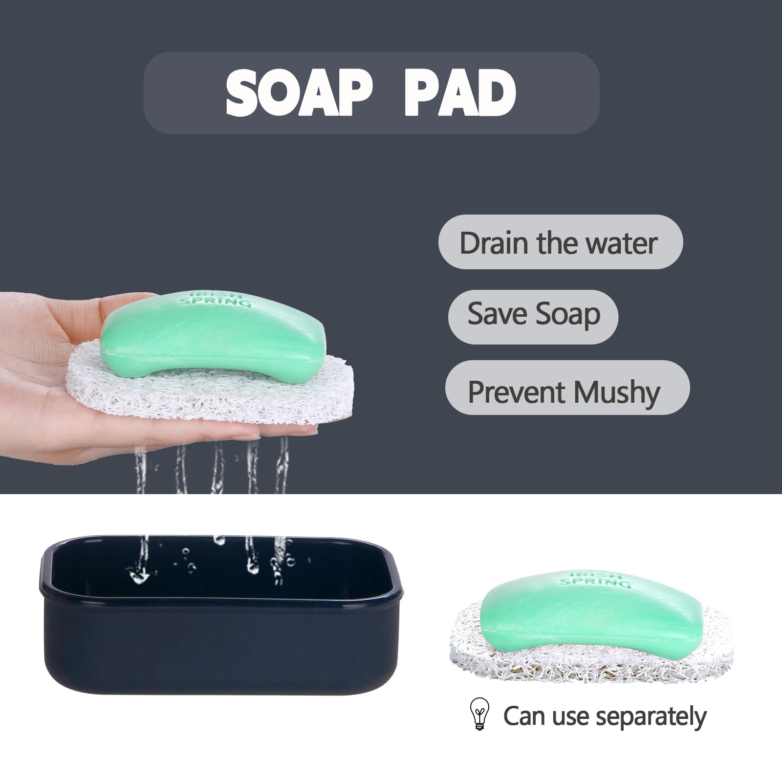 Large Travel Soap Container Leak Proof, Silicone Shampoo Bar Holder, Soap Case With Draining Layer, Slip-Resistant Portable Bar