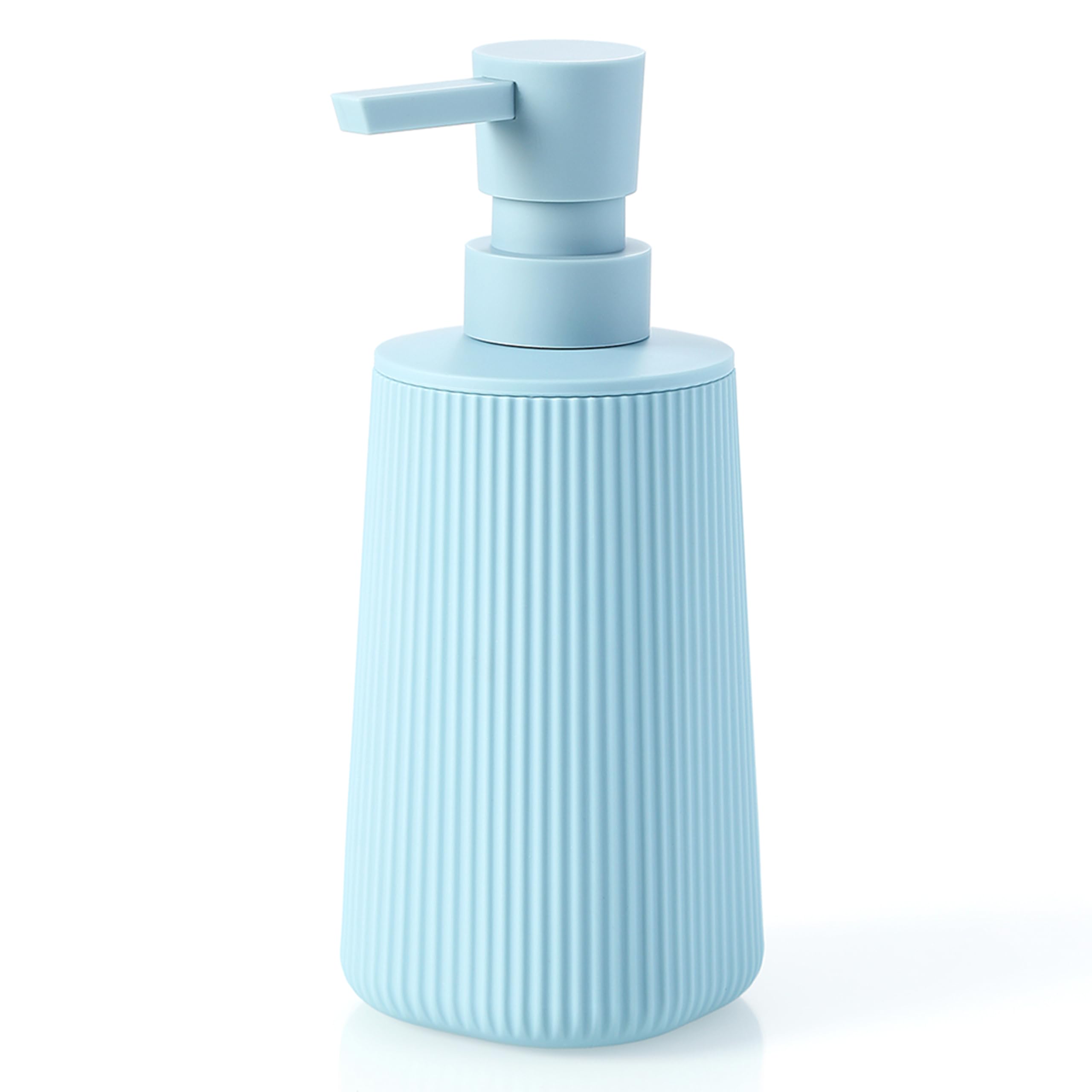 Small Soap Dispenser for Bathroom and Kitchen, Modern Farmhouse Striped Style Plastic Hand Soap Dish Soap Dispenser with Pump Te