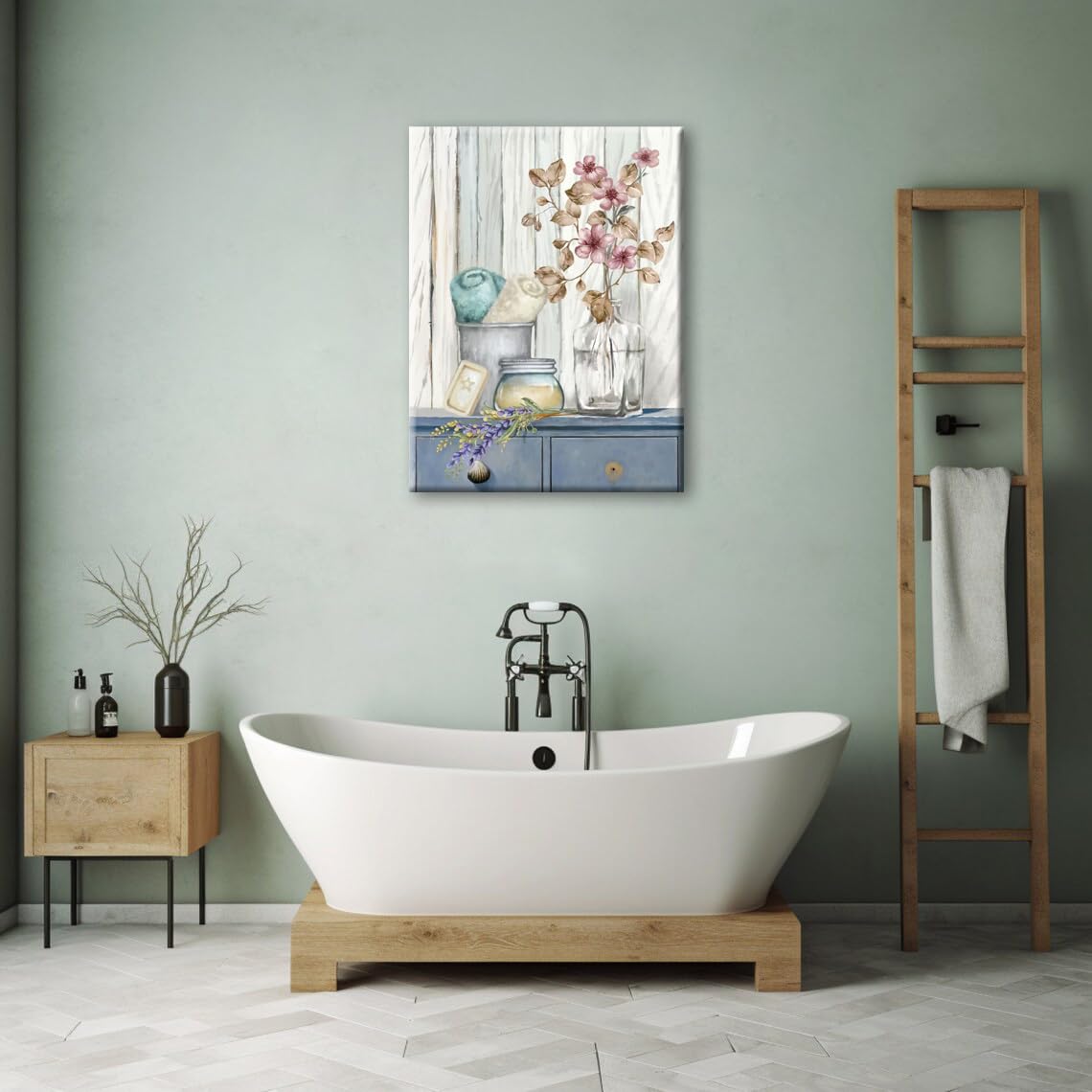 Bathroom Decor Wall Art Farmhouse Flower Pictures Floral Bathroom Wall Decor Bath Towel Bathroom Pink Poppy Vase Canvas Prints B