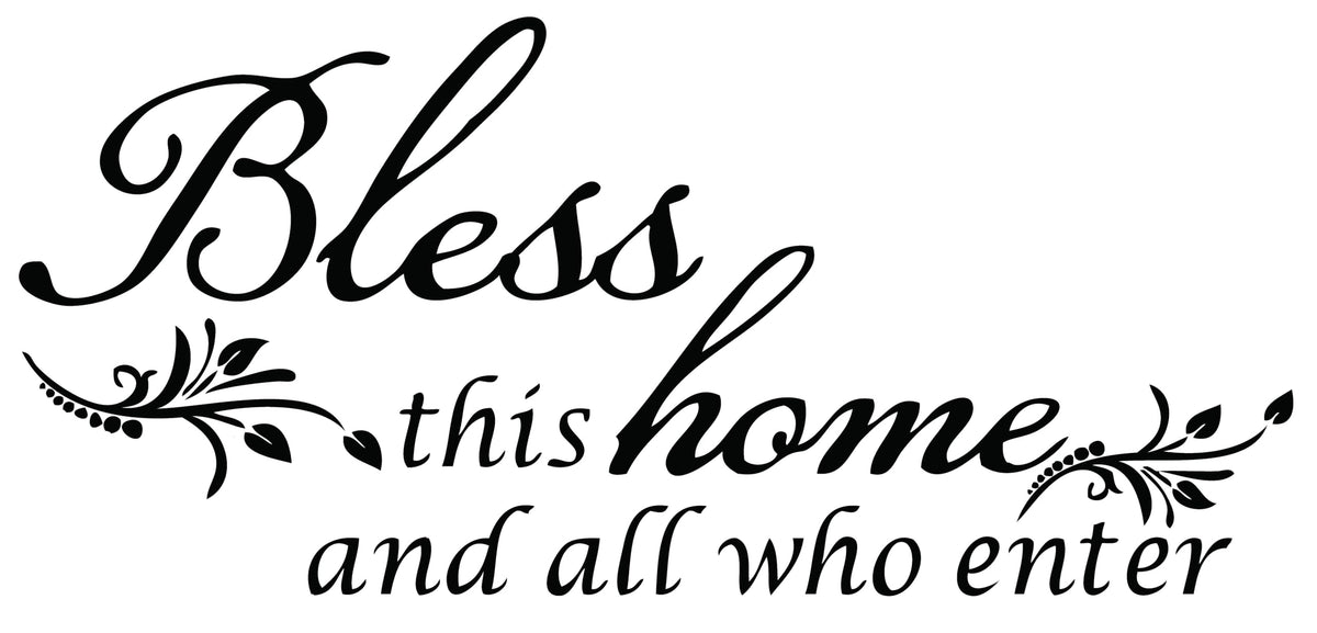 Decaltor Bless This Home And All Who Enter - Vinyl Wall Decal Entryway Living Room D  Cor Art Letters Quotes Stencil
