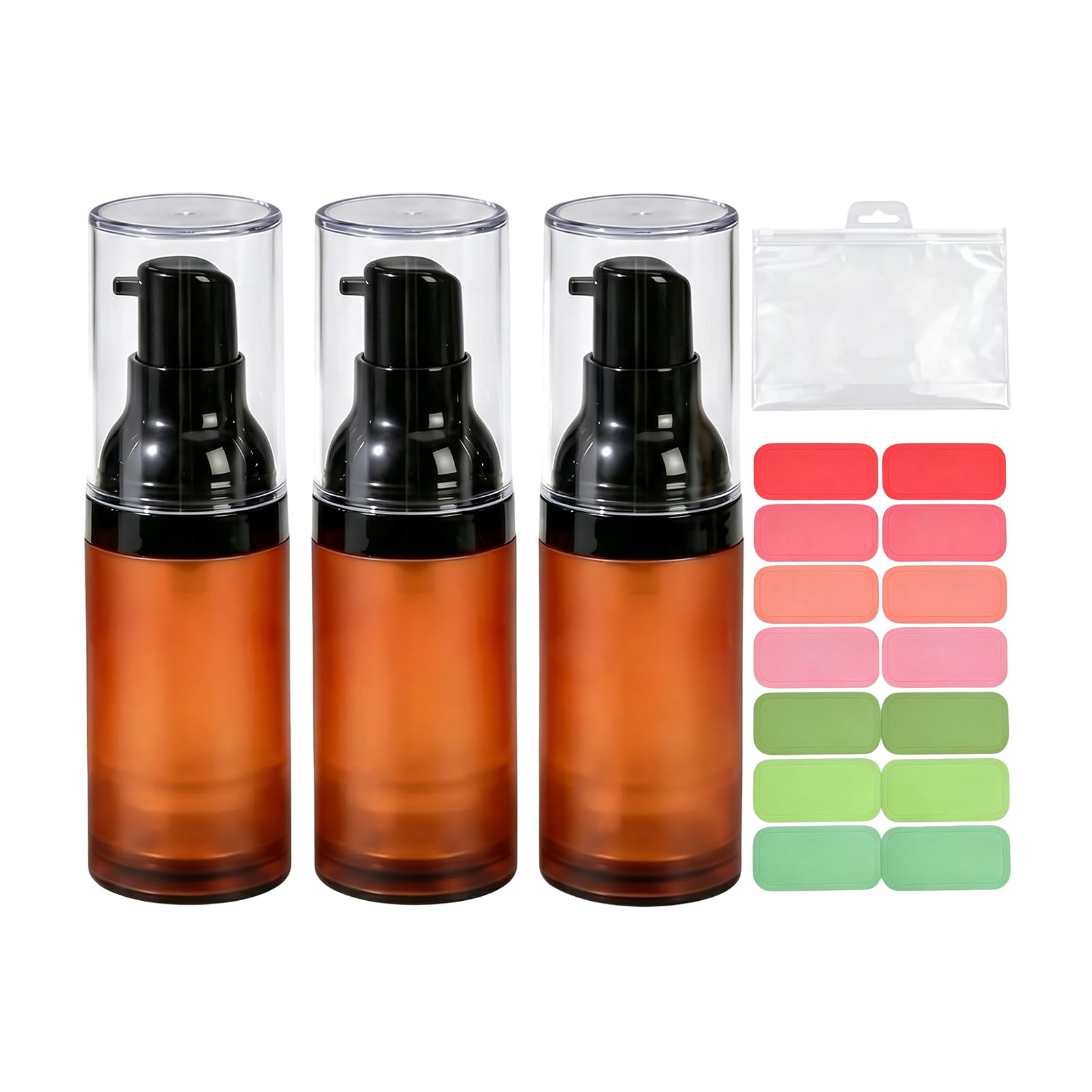 QUUPYSTORE 3Pcs 0.5oz Plastic Airless Lotion Pump Bottles with Label & Bag