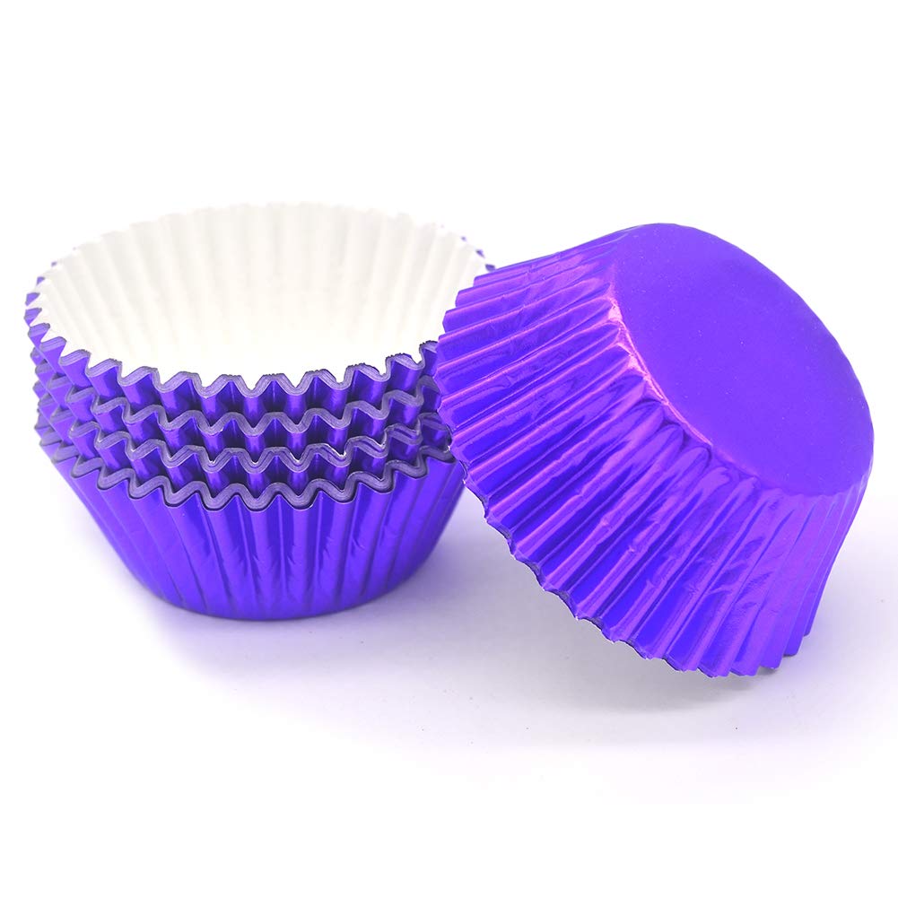 Mombake Standard Purple Foil Cupcake Liners Muffin Baking Cups For Party And More, 100-Count