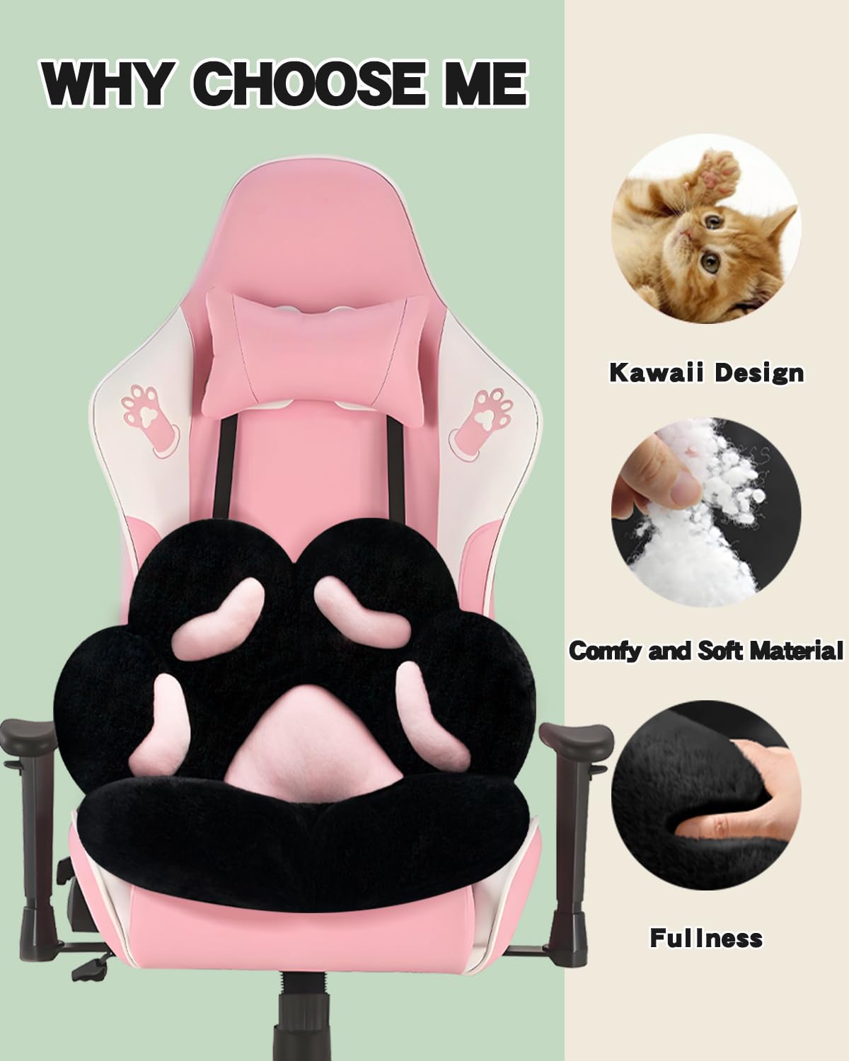 MOONBEEKI Cat Paw Cushion Chair Comfy Kawaii Chair Plush Seat Cushions Shape Lazy Pillow for Gamer Chair 24x 22 Cozy Floor Cute