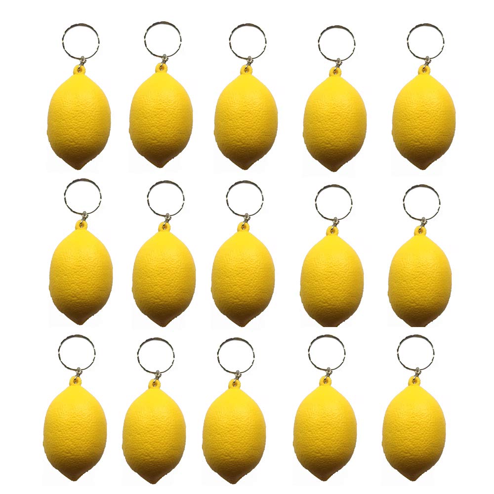 Imagitek 15 Pack Lemon Keychains For Kids Party Favors Supplies, School Carnival Prizes, Party Bag Gift Fillers, Lemon Stress Re