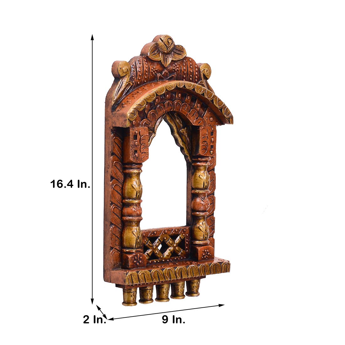 Craft Tree Wooden Handpainted Copper Finish Jharokha | Traditional Jaipuri Style Wall Hanging Jharokha Showpiece | Decorative Ho