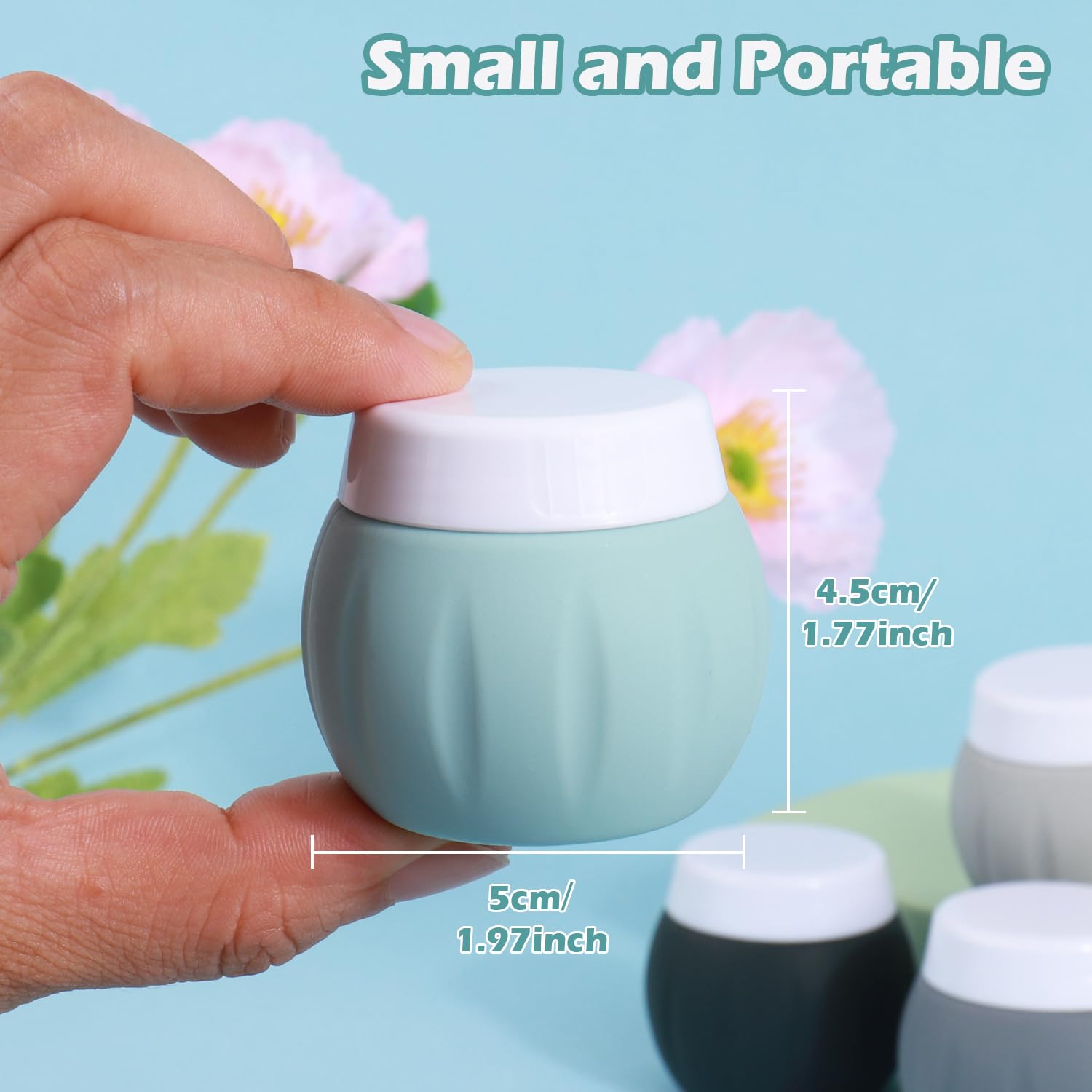 Travel Containers For Toiletries, Glamfields Tsa Approved 1.7Oz 50Ml Travel Size Silicone Cream Jars Bpa Free, Leak-Proof Travel