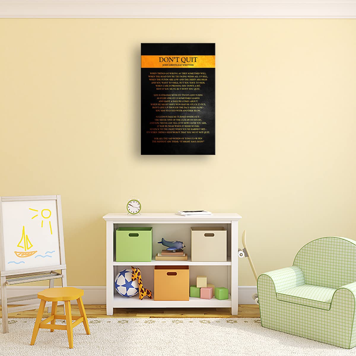 Dont Quit Poem Framed Canvas Motivational Wall Art Quotes Poster Inspirational Pictures For Living Room Poetry Gift Framed (16X2