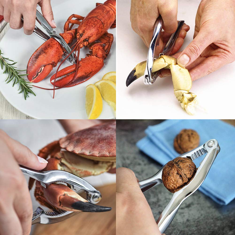 Lobster Crackers And Picks Set, 8Pcs Crab Leg Cracker Tools - Stainless Steel Seafood Crackers & Forks Nut Cracker Set & Storage