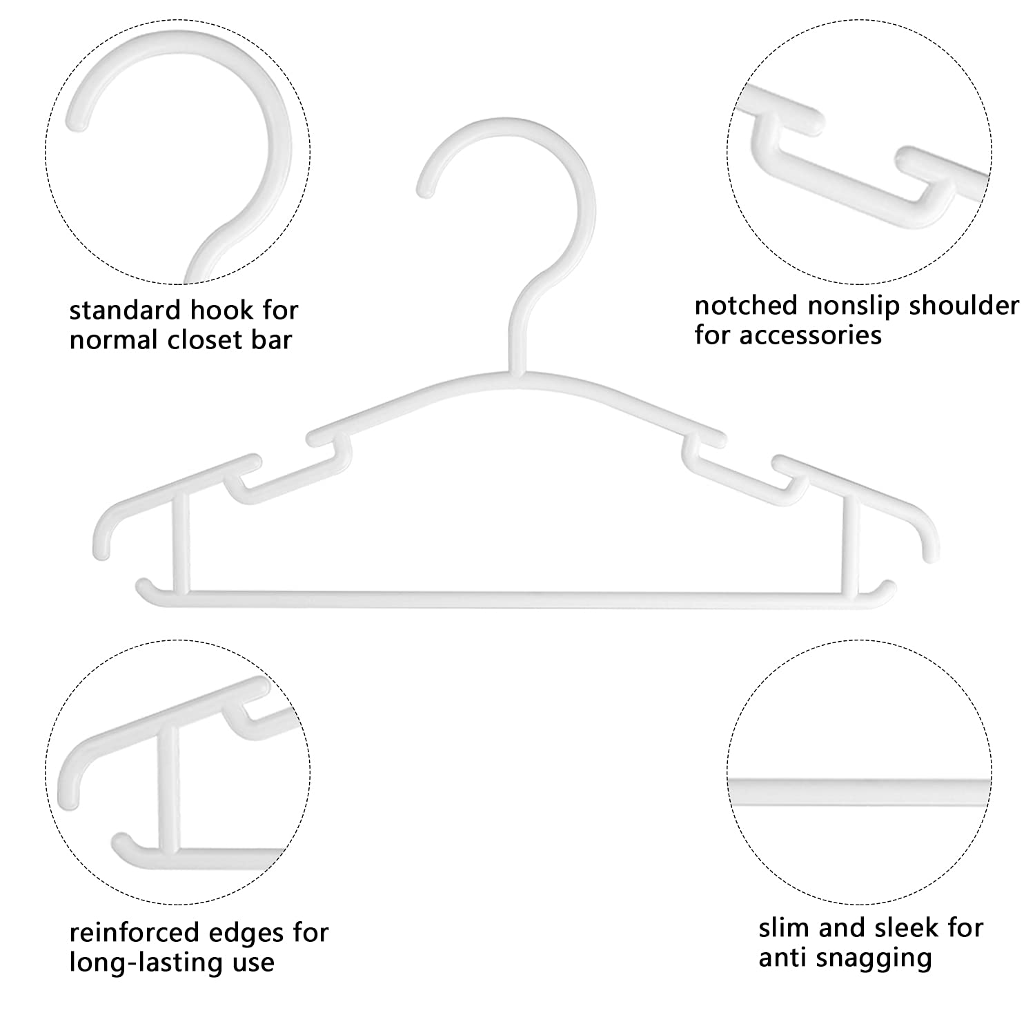 Goodtou White Baby Hangers For Closet Kid Hangers Bulk Childrens Hangers Plastic Small Hangers 10.24Inch(80Pack, White)