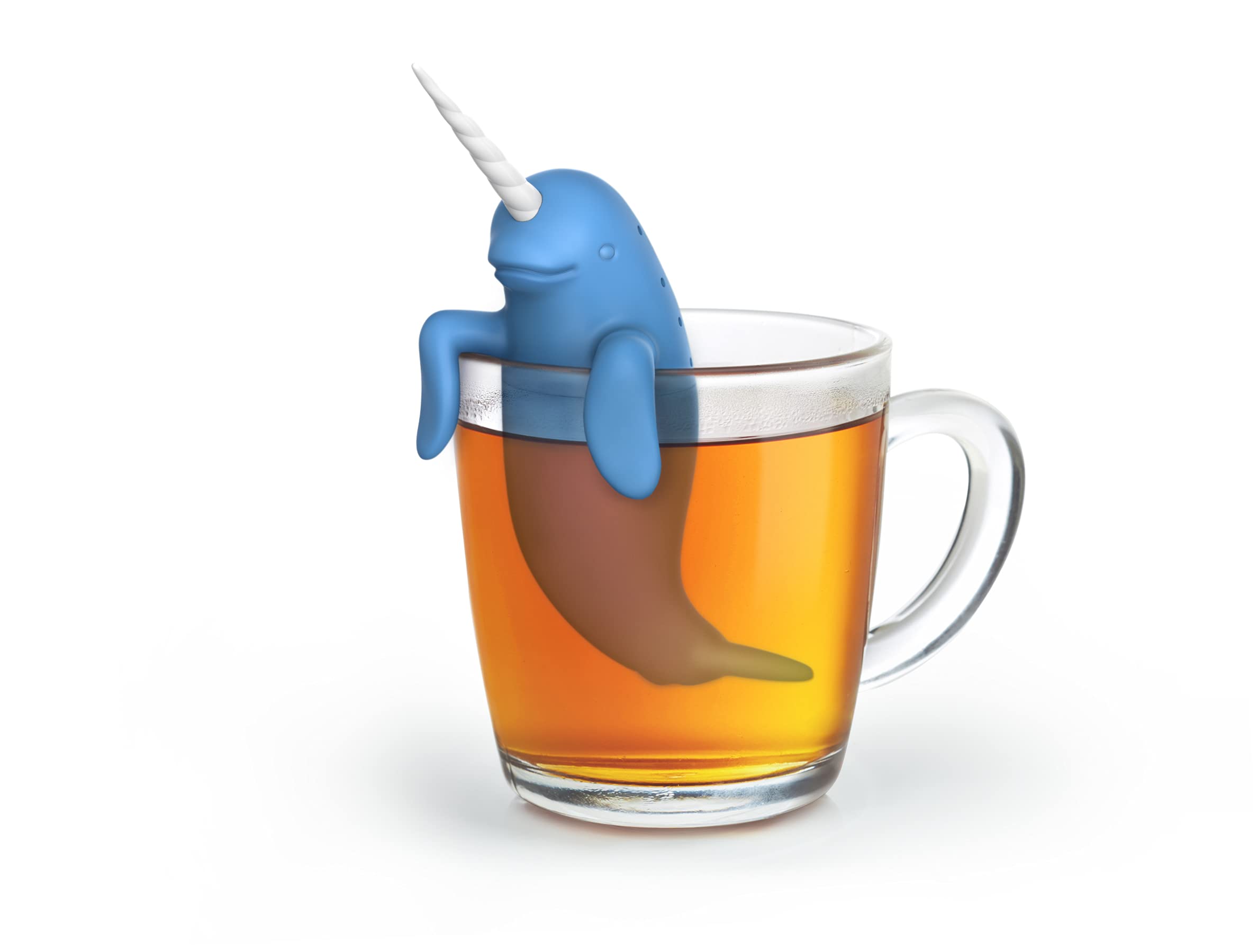 Genuine Fred, Spiked Tea, Narwhal Reusable Silicone Tea Infuser, Blue, Fun Gift For Tea Lovers, Clever Kitchen Gadget