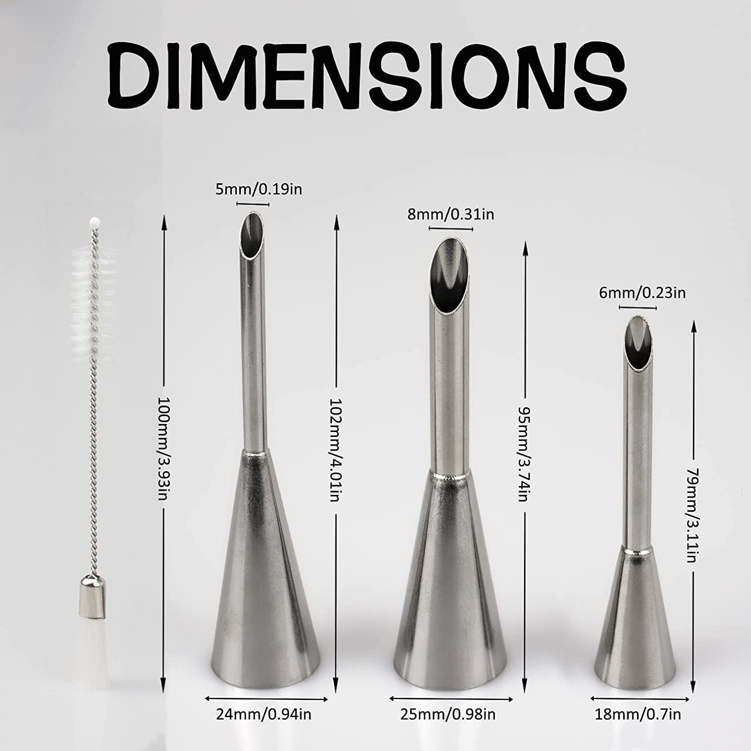 Cream Puff Filling Tip,Eclair Piping Tip,Long Puff Nozzle Tip Decorating Tool For Donuts,Cupcakes,Pastry,3 Pcs