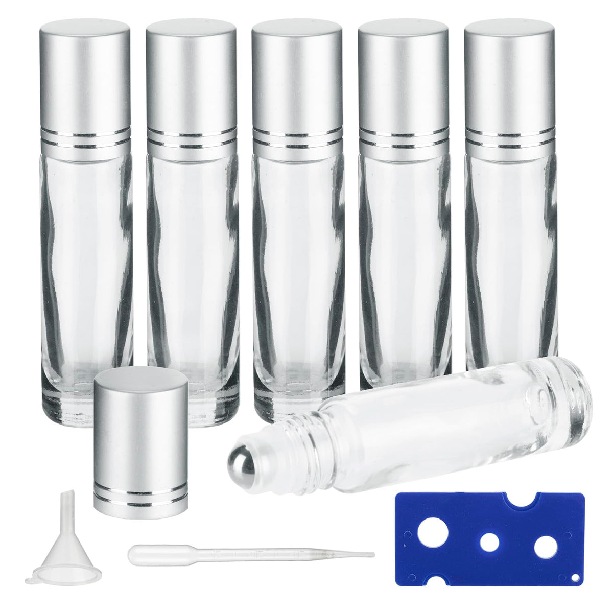 Givitasot 10Ml Essential Oil Roller Bottles, 6 Pack Clear Oil Roller Bottles For Essential Oils, Roll On Bottles With Stainless