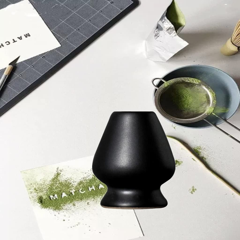 U-D Matcha Tea Whisk Holder Ceramic Holder Chasen Stand Fit For Traditional Japanese Tea Matcha Chasen Tea Set Accessories (Blac