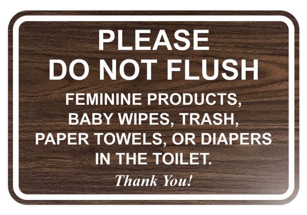 All Quality Please Do Not Flush Thank You Bathroom Etiquette Sign - 5 X 7 (Walnut)
