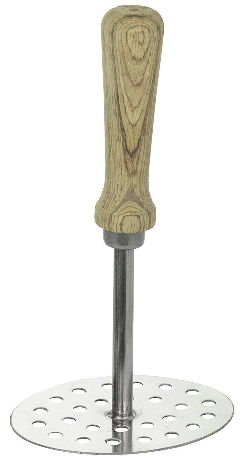Stainless Steel Smooth Potato Masher Ricer Presser With Wooden Handle,Potato Masher