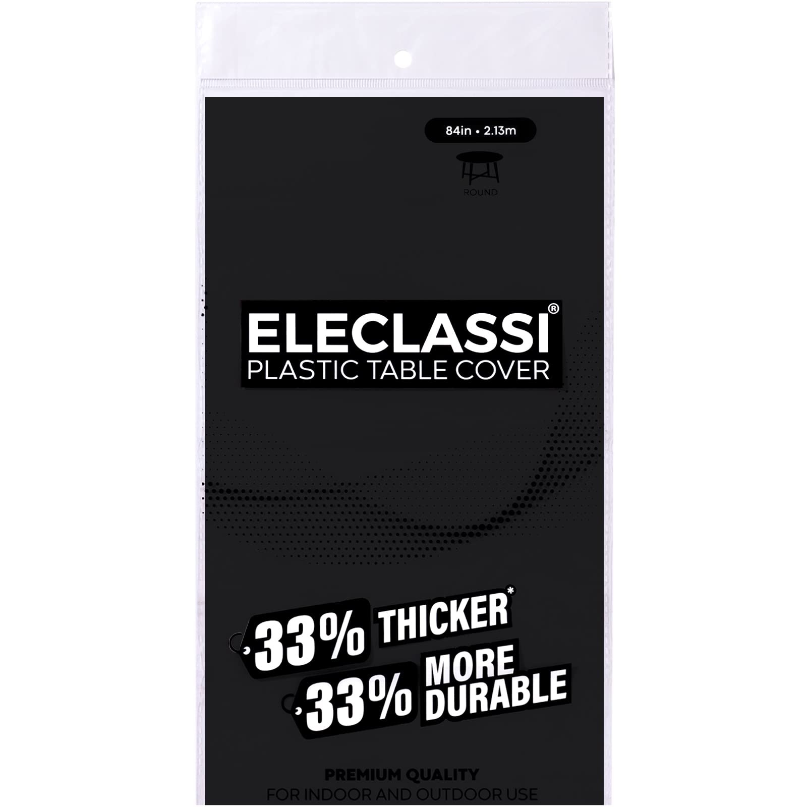 Eleclassi Black 12 Pack Premium Round Disposable Plastic Tablecloth - 84 Inch Round Plastic Table Cloths For Parties Disposable