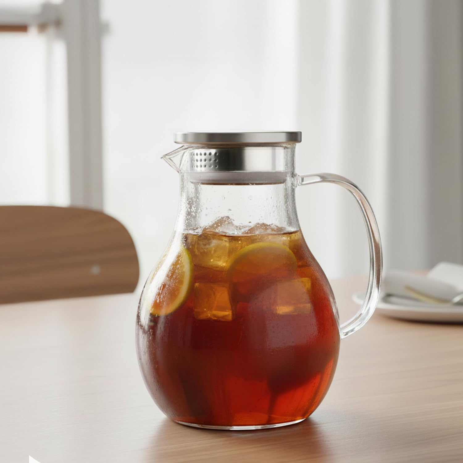 Amazon Brand - Solimo Borosilicate Glass Jug 1700Ml - Versatile Serving Companion | Ideal For Large Gatherings | Multipurpose Ju