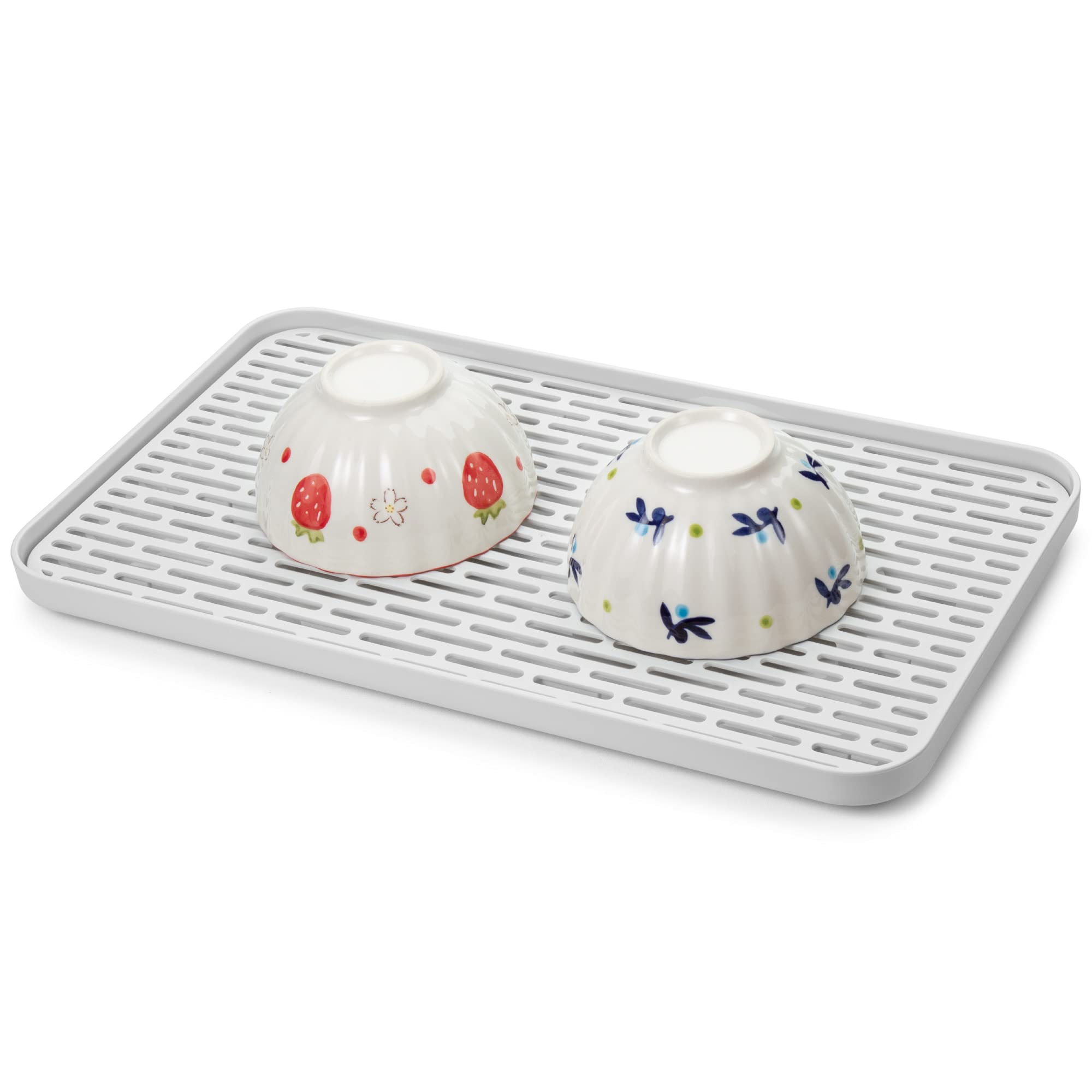 Lonian 2-Tier Drain Tray, Dish Drainer Drying Rack, Plastic Tea Tray For Cup Bowl Fruit