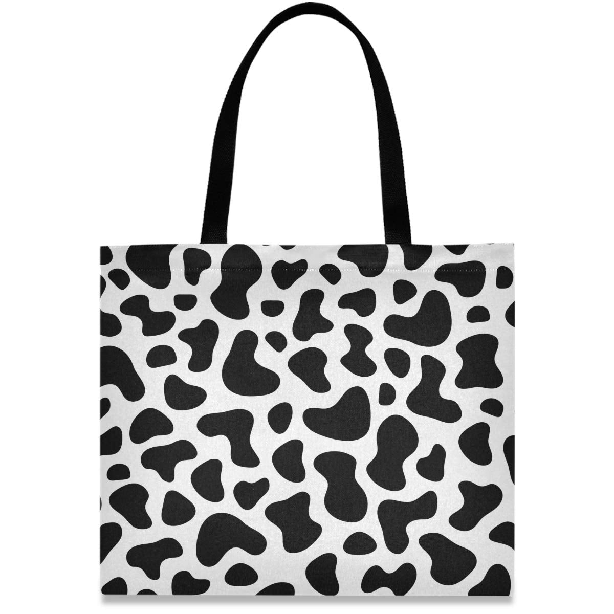 Visesunny Women 'S Large Canvas Tote Shoulder Bag Cow Spot Top Storage Handle Shopping Bag Casual Reusable Tote Bag For Beach,Tr