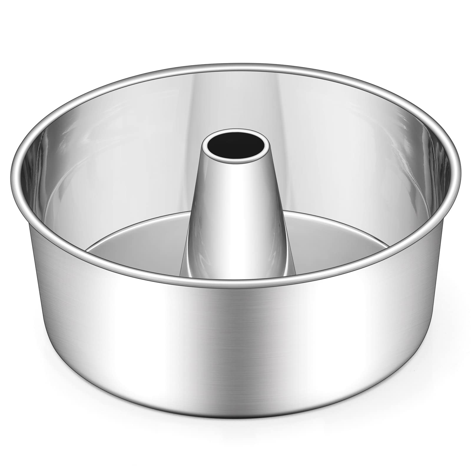 E-Far Angel Food Cake Pan, 10-Inch Stainless Steel Tube Pan For Baking Pound Chiffon Cake, One-Piece Design & Non-Toxic, Dishwas