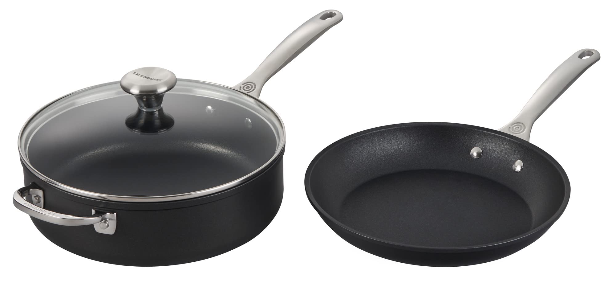 Le Creuset Toughened Nonstick PRO Cookware Set, 3 pc. (10'' Fry Pan, 4.25 qt. Saute Pan with Lid),Gray