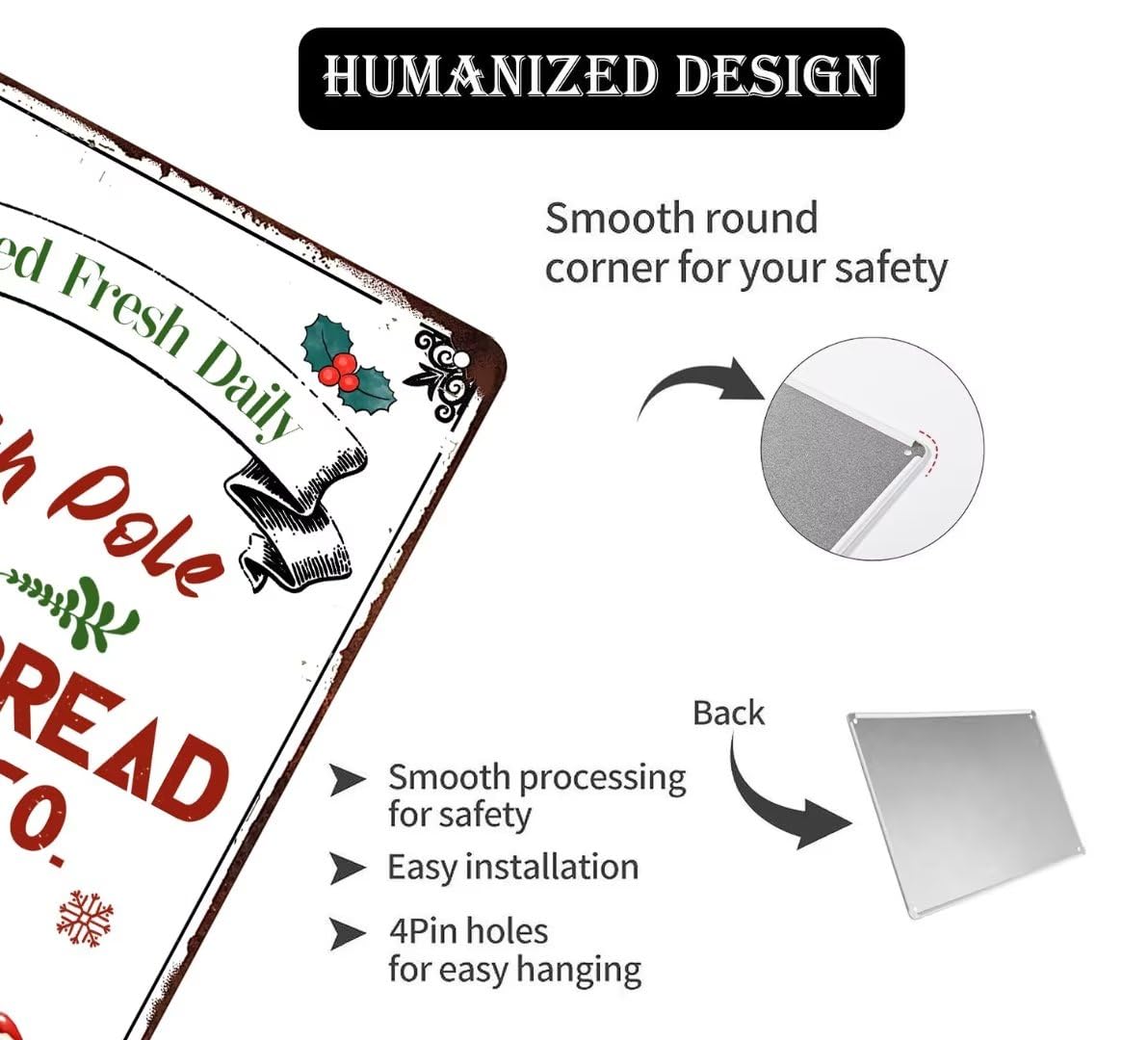 Baked Fresh Daily North Pole Gingerbread Baking Co Cookies Cakes Pies Metal Tin Sign Vintage Christmas Bake Shop Bakers Holiday