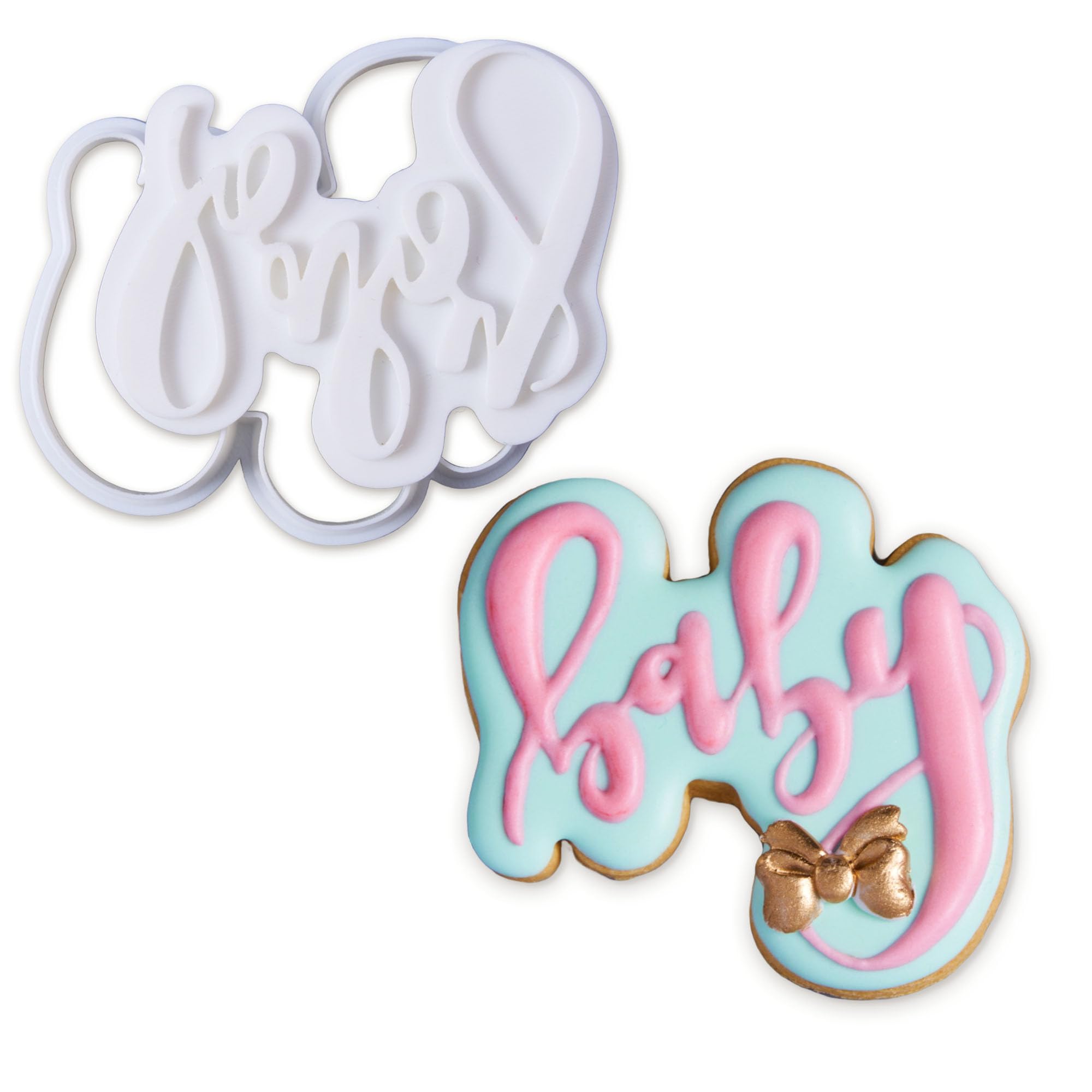 Mostop 3D Cookie Cutter With Baby Letter Stampers Baby Shower Cake Mold Fondant Decorating Tools Diy Mold For Sugar Craft Baking